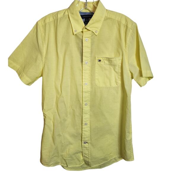 Tommy Hilfiger Light Yellow Short Sleeve Button Down, Small, NWT - Picture 1 of 7